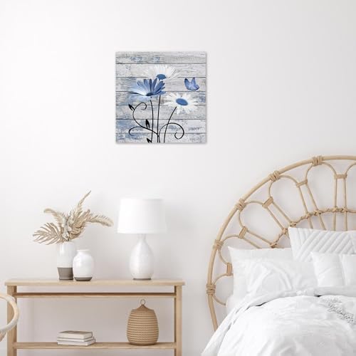 HVEST Farmhouse Blue Floral Wall Art - Image 5