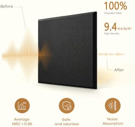 Square Acoustic Panels Soundproof Wall Panels, 12″ × 12″ × 0.4″ High-Density - Image 3