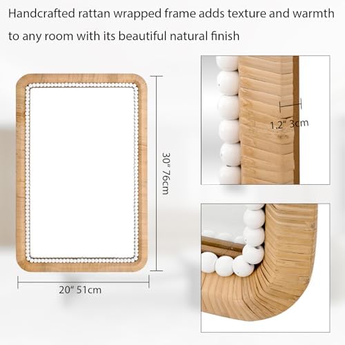 FUIN 30x20 Inch Rattan Wall Mirror - Image 7