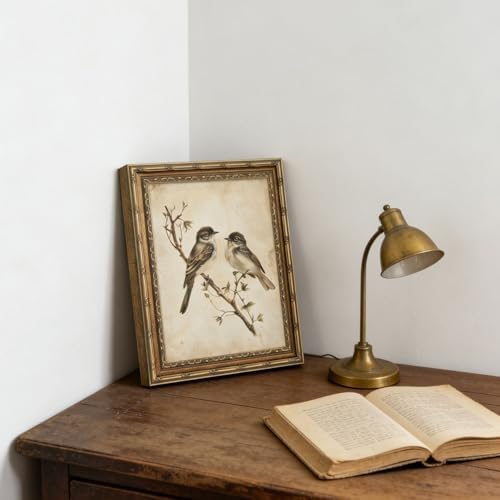 Vintage Gold Framed Wall Art Neutral Summer Bird Wall Art Vintage Botanical - Image 6