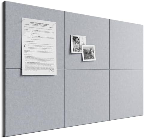 Bumusty 36"x 24" Large Felt Bulletin Board Tiles, Soft Gray by BUMUSTY