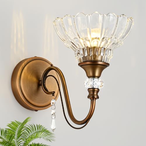 1 Piece Vintage Wall Sconce, 1-Light Matte Antique Brass Finish Wall Sconce - Image 2
