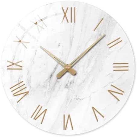 Round Marble Battery Wall Clock Modern 14 Inch by Constantplanet%E6%97%97%E8%88%B0%E5%BA%97
