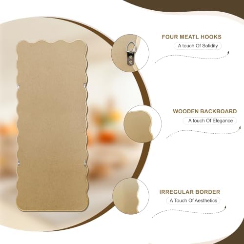 Full Length Mirror, 60”x25” Wavy Wood Floor Mirror - Image 4
