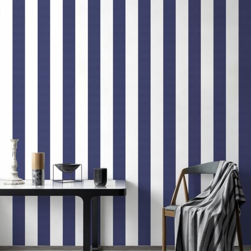 Jeweluck Blue Striped Wallpaper Peel and Stick Wallpaper 17.7”x196.8” by Jeweluck