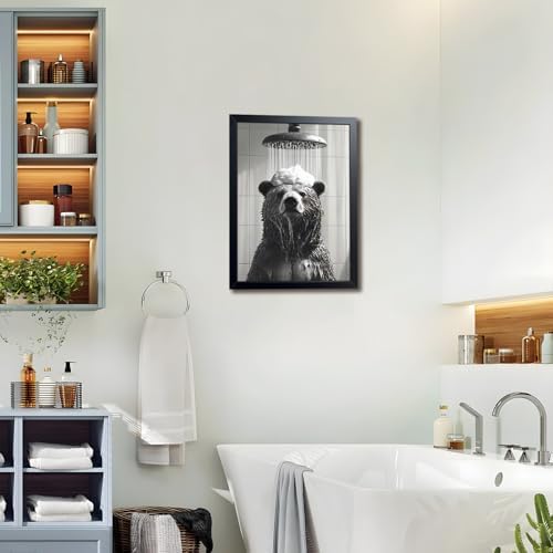 XYHYRA Funny Bear Bathroom Wall Art, Cute Bear Taking Bath Poster, Modern - Image 5