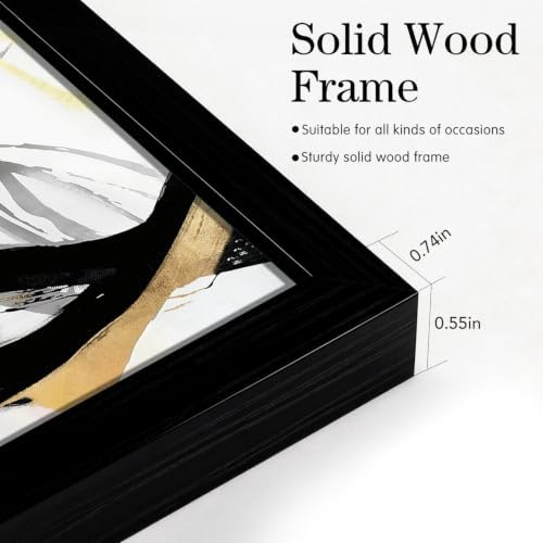 LYYGLYY 3Pcs Black Framed Black Gold and White Canvas Wall Art 12x16 Inches - Image 6