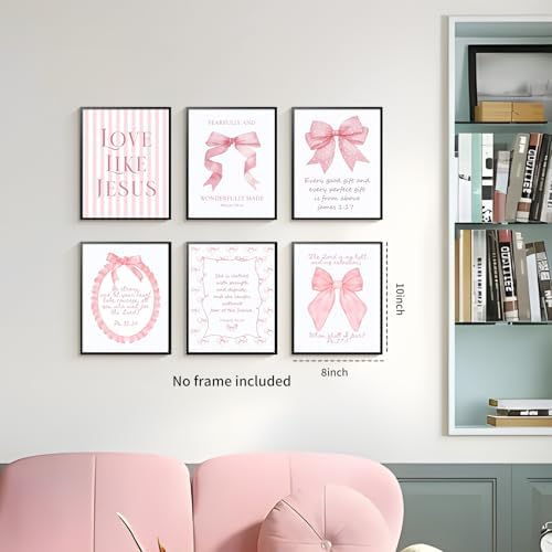 3 Piece Pink Bows Wall Art for Girls Room College Gifts for Girls 8x10 In - Image 7