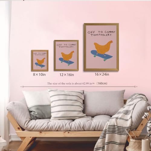 Framed Funny Animal Wall Art Whimsical Skateboard Chicken art Decor - Image 4