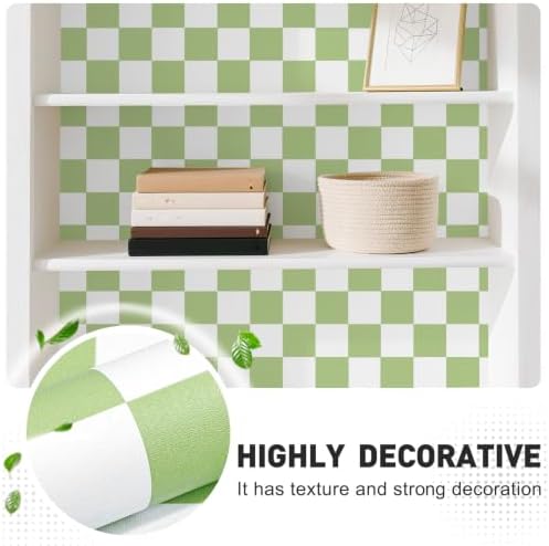 Green and White Contact Paper Mosaic Checkered Peel and Stick Wallpaper - Image 3