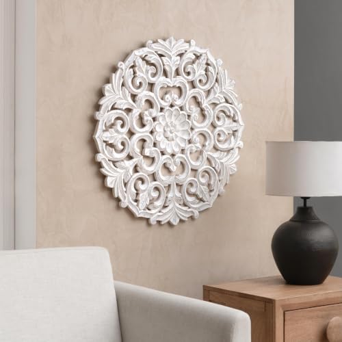 JFY Designs Varinia Hand Carved Wood Medallion Wall Panels Bedroom Décor - Image 5