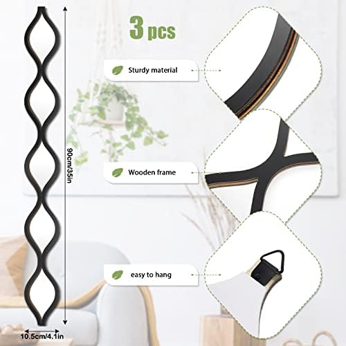 Yulejo 3 Pcs Teardrop Mirror Wall Decor, Narrow Acrylic Black Edge - Image 2