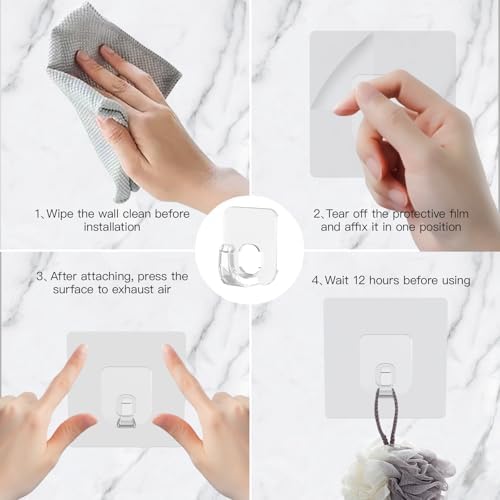 Large Adhesive Hooks for Hanging Clear 30 Pack Wall Hangers Heavy Duty 33lb - Image 6