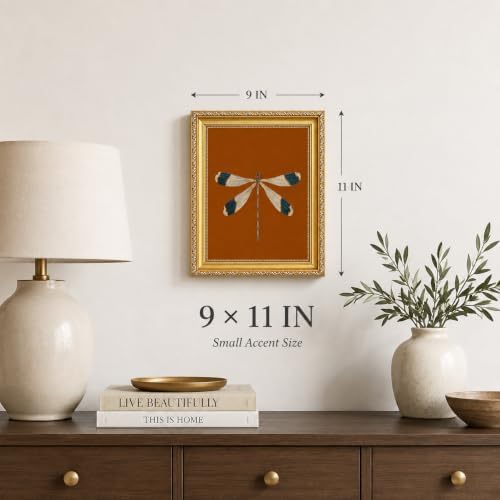 Gold Framed Dragonfly Wall Art, Antique Insect Picture Wall Decor11x9in - Image 2