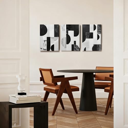 LYYGLYY 3Pcs Framed Black and White Canvas Wall Art 12x16 Inches - Image 3