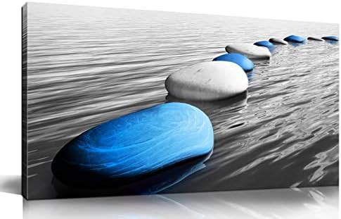 Xxliren Blue Zen Stone Canvas Print Wall Art 30x60 Inch by XxlirenCanvasWallArt