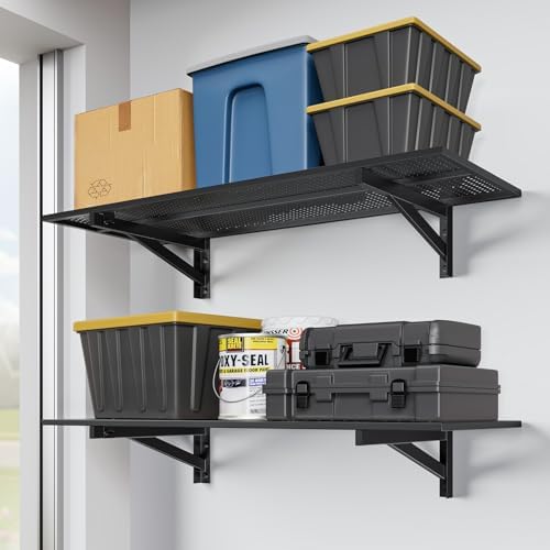 Jusgym 2 Pack Garage Wall Shelving, 700LBS Integrated Wall Shelves by Jusgym