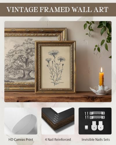 InSimSea Vintage Floral Wall Art, Botanical Sketch Canvas Print, 8x10 Inch - Image 7