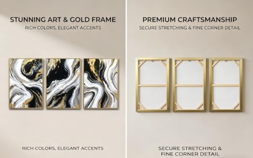 Hand Painted 3D Textured Black and Gold Abstract Wall Art - Image 5