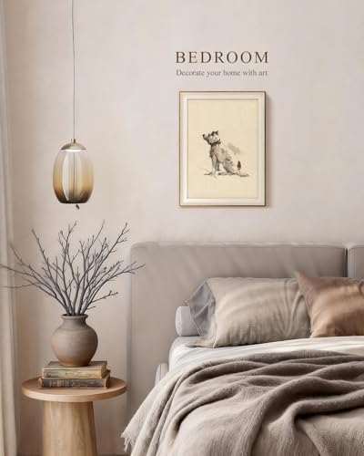 VIYYIEA Framed Dog Sketch Canvas Wall Art Rustic, 12x16 Inch - Image 3