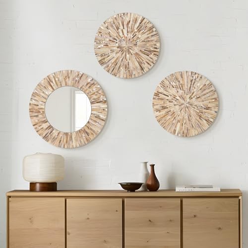 Boho Mother of Pearl Decorative Wall Mirror by TEIPAI