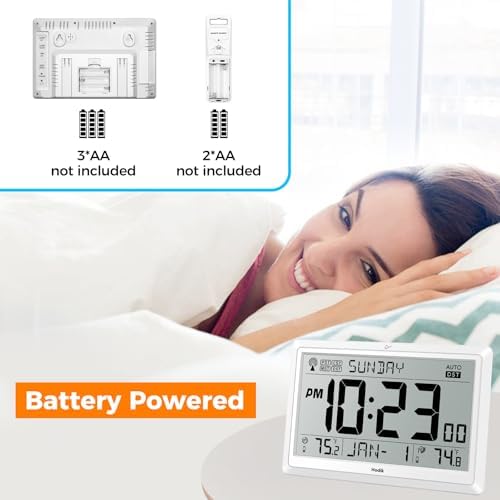 HODIK Atomic Wall Clock with Indoor Outdoor Temp, Digital Clocks - Image 3