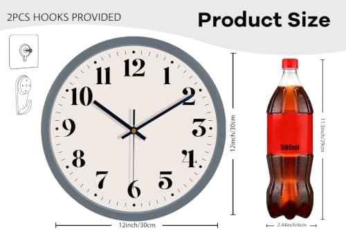 12" Modern Silent Wall Clock - Image 3