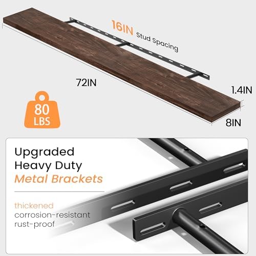 Floating Shelves for Wall, Farmhouse Wooden Shelf for Living Room, Bathroom and - Image 3