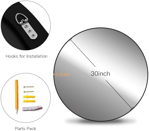 Black Round Mirror 30 Inch, Circle Bathroom Vanity Mirror - Image 6