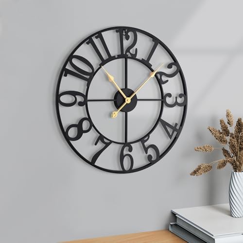 Wall Clock Battery Operated, Silent Non Ticking Modern Rustic Metal Small Clocks - Image 6