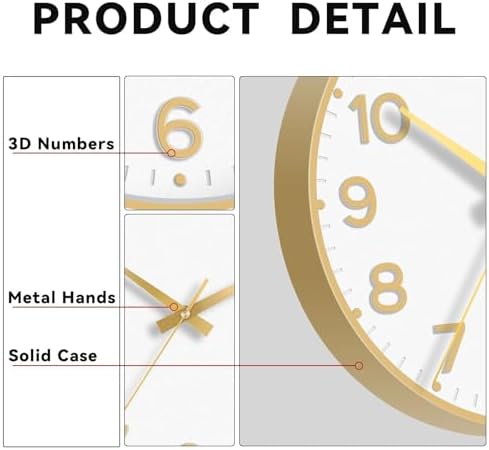 Roymnie 12 Inch Wall Clock Battery Operated Silent Non Ticking Analog - Image 6