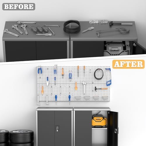 Pegboard Smith 48PCS Metal Pegboard Kit – 12"x24" Tool Storage Wall Organizer - Image 7