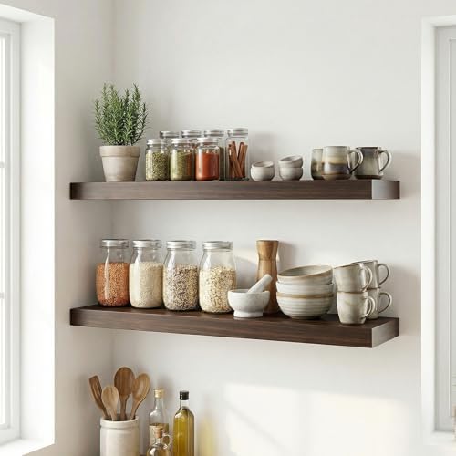 31.5in Floating Shelves for Wall, Dark Walnut - Image 7