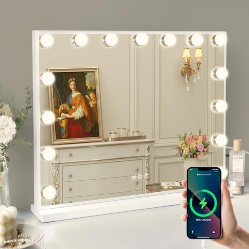 FENCHILIN Vanity Mirror with Lights, 22.8"x 18.1" Hollywood Makeup Mirror with by Fenchilin