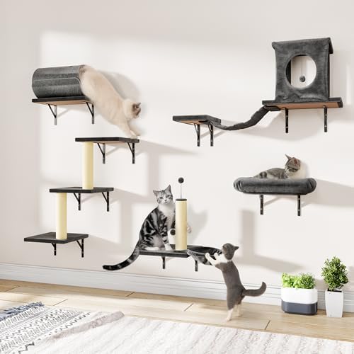 Cat Wall Shelves, 7-in-1 Wall Mounted Cat Climber Set by KAMABOKO