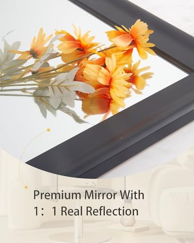 Black Wood 24 x 36 Inch Mirror for Bathroom, Rectangle Vanity Wall Mirror - Image 7