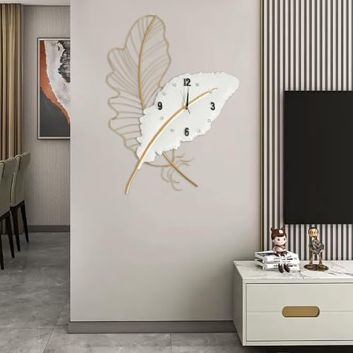 30.8Inch Large Wall Clocks for Living Room, Feather-Shaped Wall Clock Large - Image 3