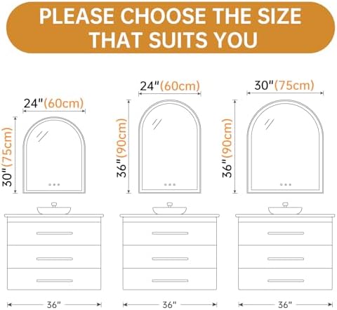 30"x36" Arched LED Lighted Bathroom Mirror - Image 2