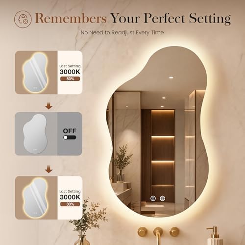 40''x24'' Backlit Mirror Bathroom Wall Cloud Rounded Corners, LED Bathroom - Image 6