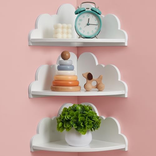 Cloud Corner Floating Shelves Set 3 Wall Mounted by Coamily