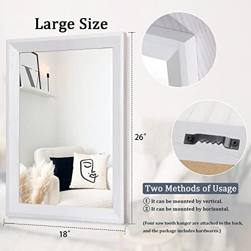 AAZZKANG Rectangular Wall Mirror Decorative Wood Framed Mirrors Large 26"x18" - Image 2