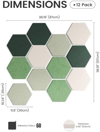 Fluxynara 12-Pack Hexagon Felt Bulletin Board Tiles, Sagewood-1 - Image 2