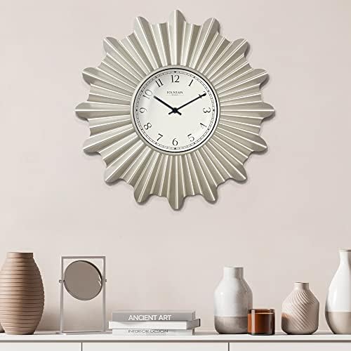 18" Mid Century Starburst Wall Clock, Morning Silver - Image 3