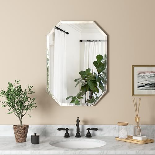 28" x 20" Silver Rectangle Wall Mirror Beveled Edge Frameless Mirrors - Image 3
