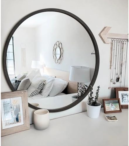 JJUUYOU Round Wall Mirror 20" Hanging Circle Mirror Round Mirrors - Image 6