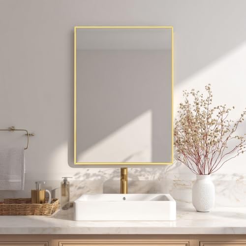 Sunniry Bathroom Mirrors for Over Sink, 16x20 inch Gold Vanity Mirror - Image 3