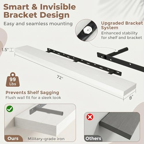 72 Inch Floating Shelves for Wall - Image 2