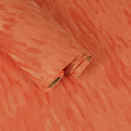 Orange Velvet Wallpaper Peel and Stick Felt Drawer Liner Roll 15.7"x118" Self by FANCYEASY