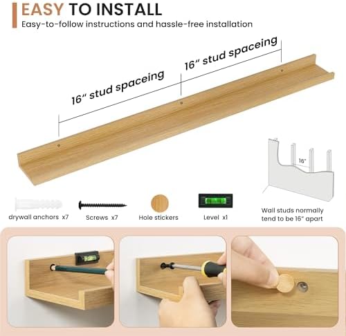 Dreamland Picture Ledge Shelf for Wall, Floating Shelves Set of 2, 48 Inch Long - Image 4