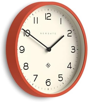 NEWGATE® Number Four Echo wall Clock | Modern Round Clock | 12" | Orange | Easy by NEWGATE